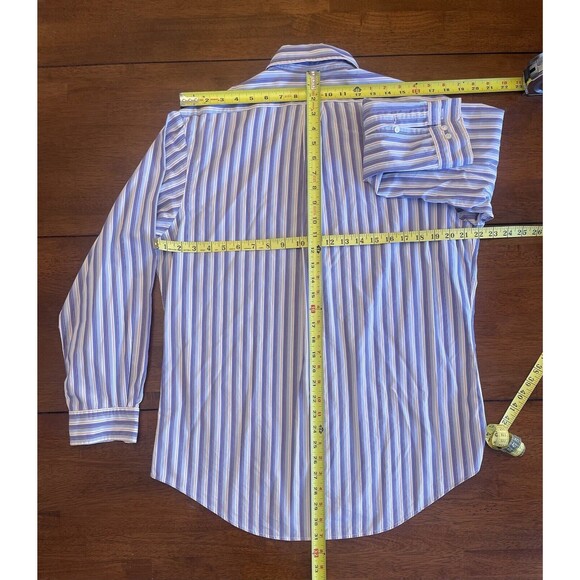Ralph Lauren Custom Fit Bottom Down Shirt Man Size L (16 32/33) Purple Stripe - Picture 7 of 11